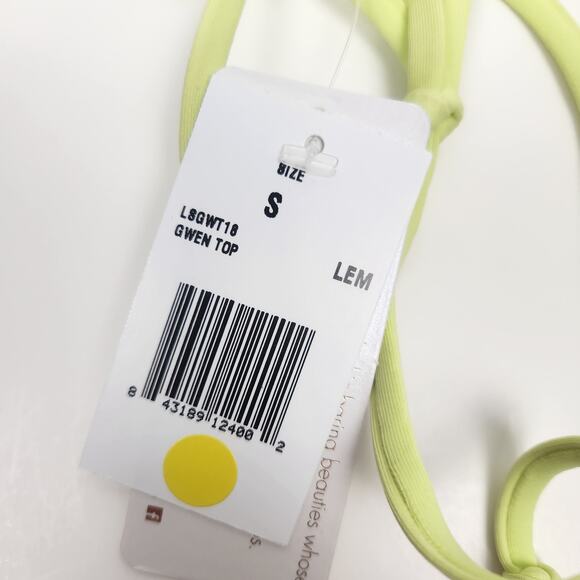 L*Space Gwen Bikini Top in Lemon Yellow/Green Size Small NWT Lace Up Sides - Picture 5 of 5